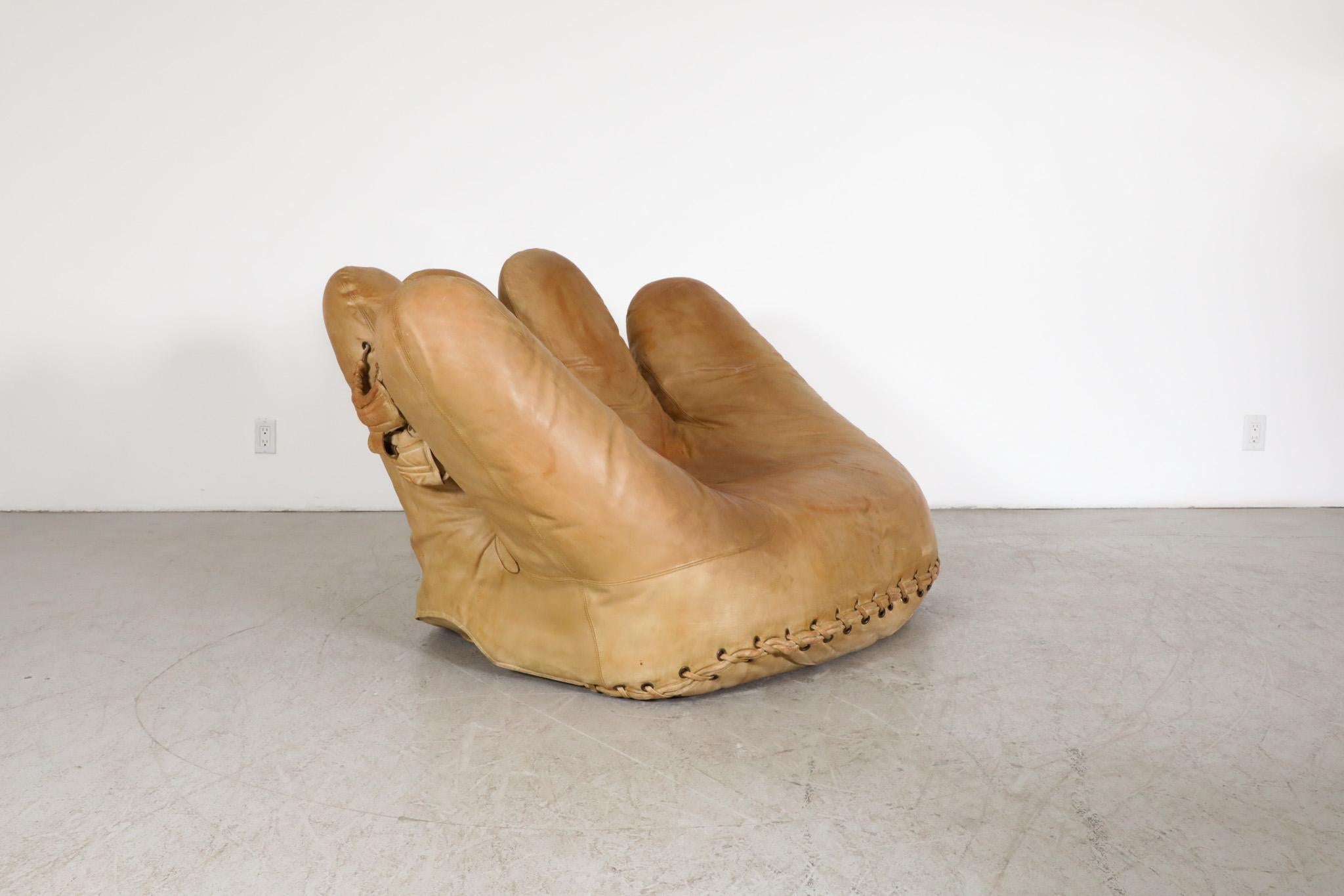 'Joe' Baseball Glove Leather Lounge Chair by Poltronova 1