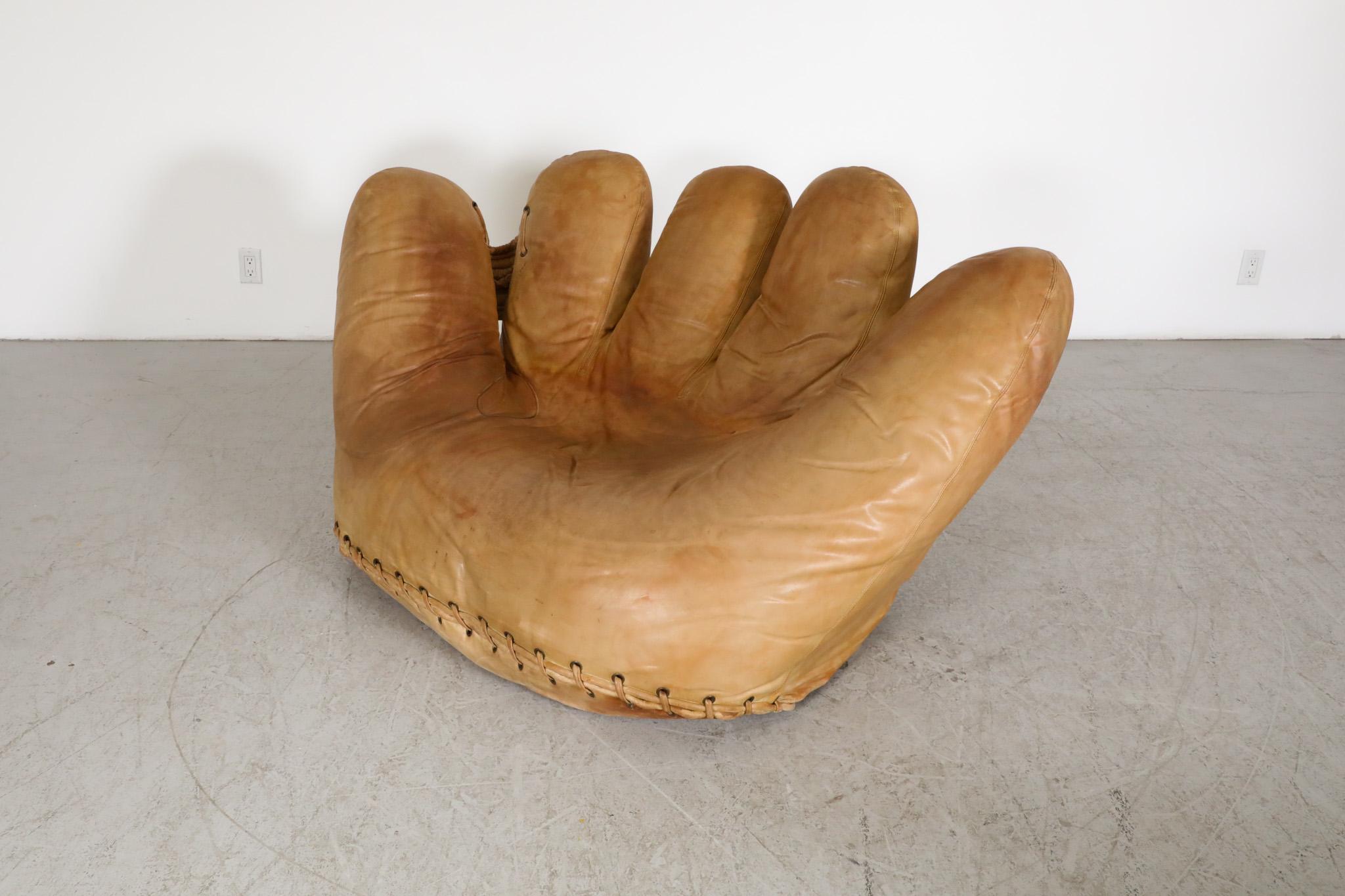 'Joe' Baseball Glove Leather Lounge Chair by Poltronova 3