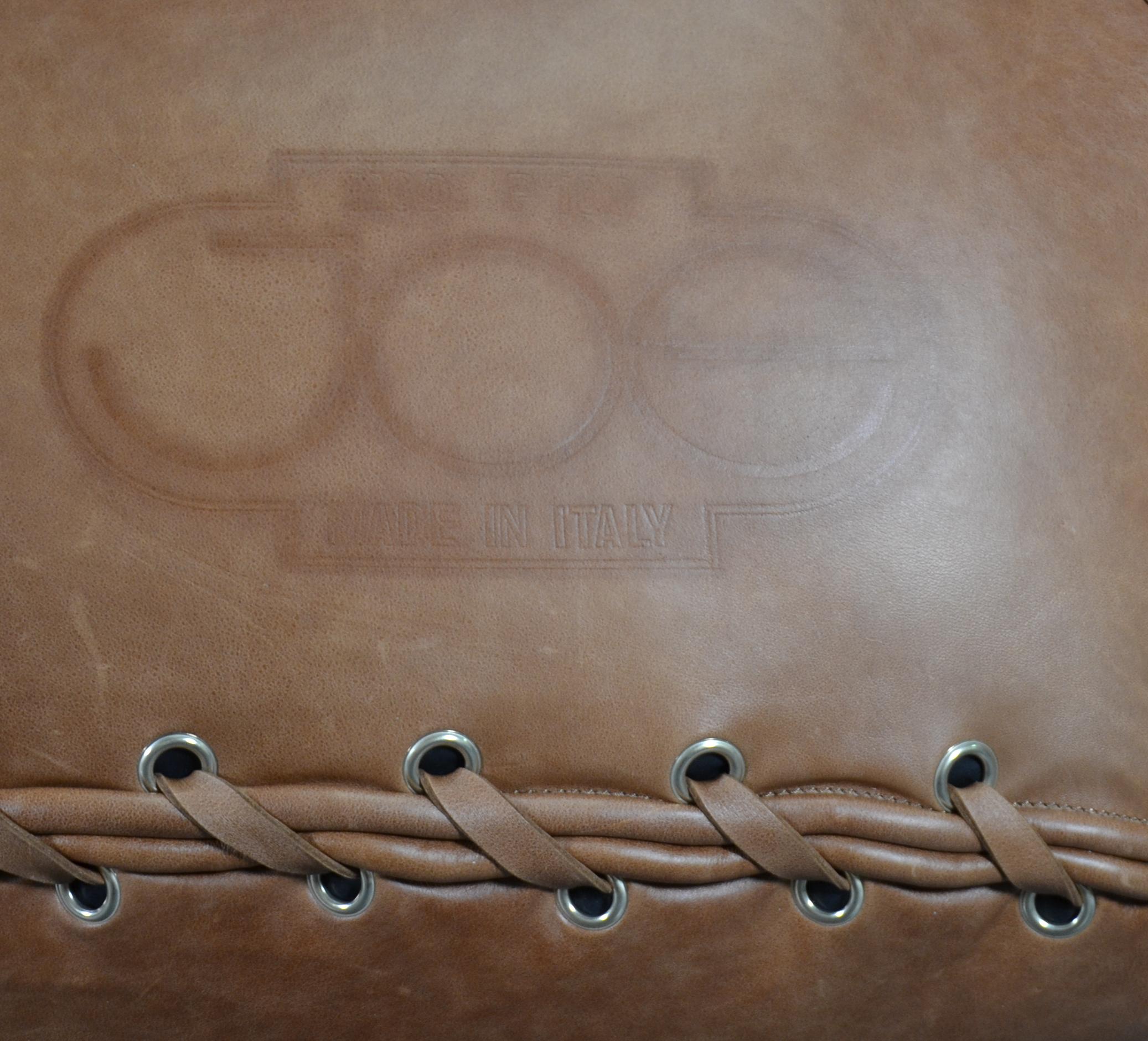 Joe Baseball Glove Lounge Chair Poltronova in Cognac Vintage Style Leather 3