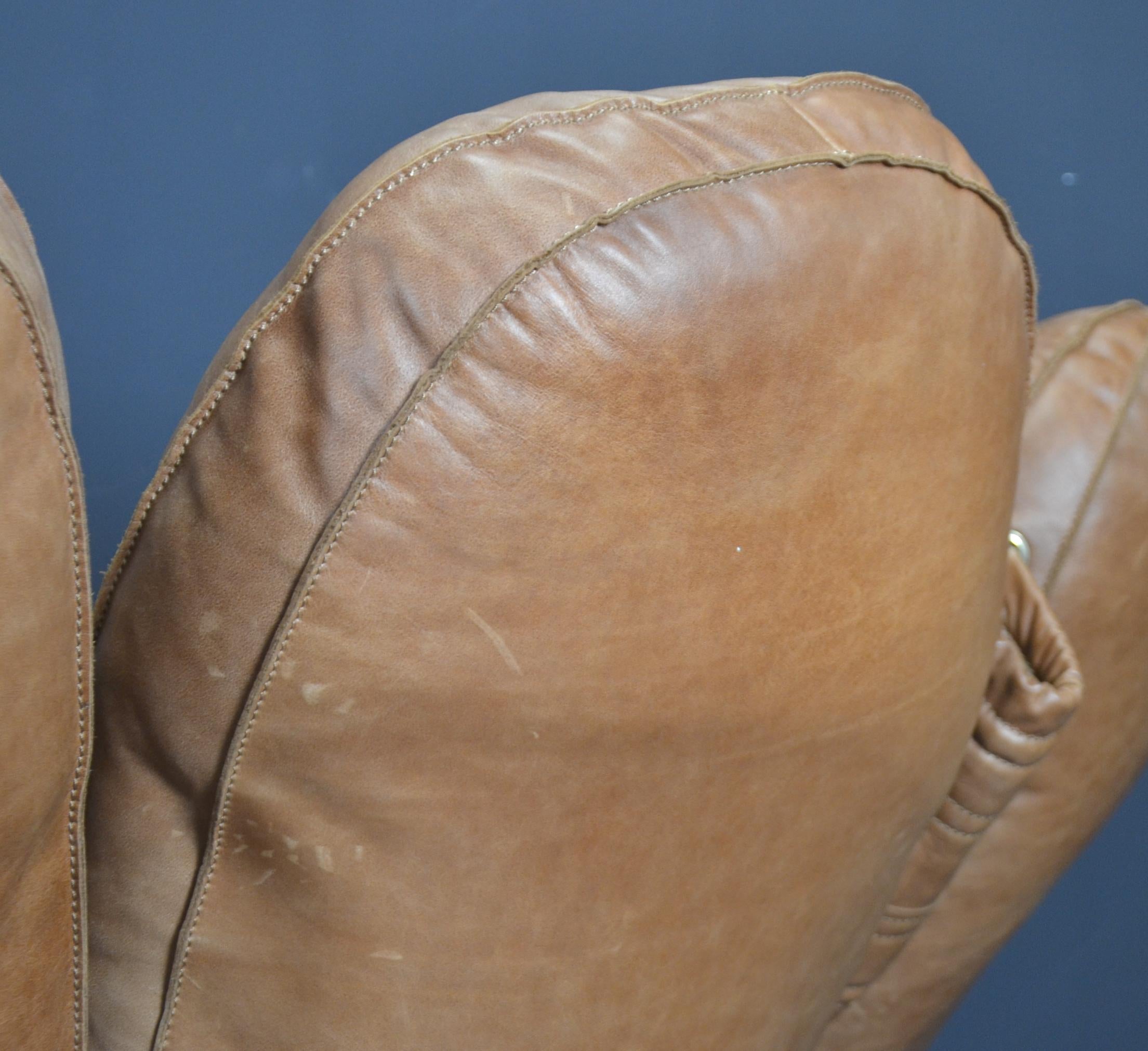 Joe Baseball Glove Lounge Chair Poltronova in Cognac Vintage Style Leather 2