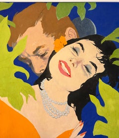 Historia de amor Pareja en dicha romántica Ilustración - Mediados de siglo