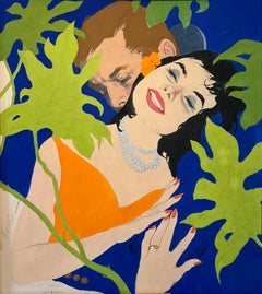 Love Story Couple in Romantic Bliss Illustration - Mid Century 