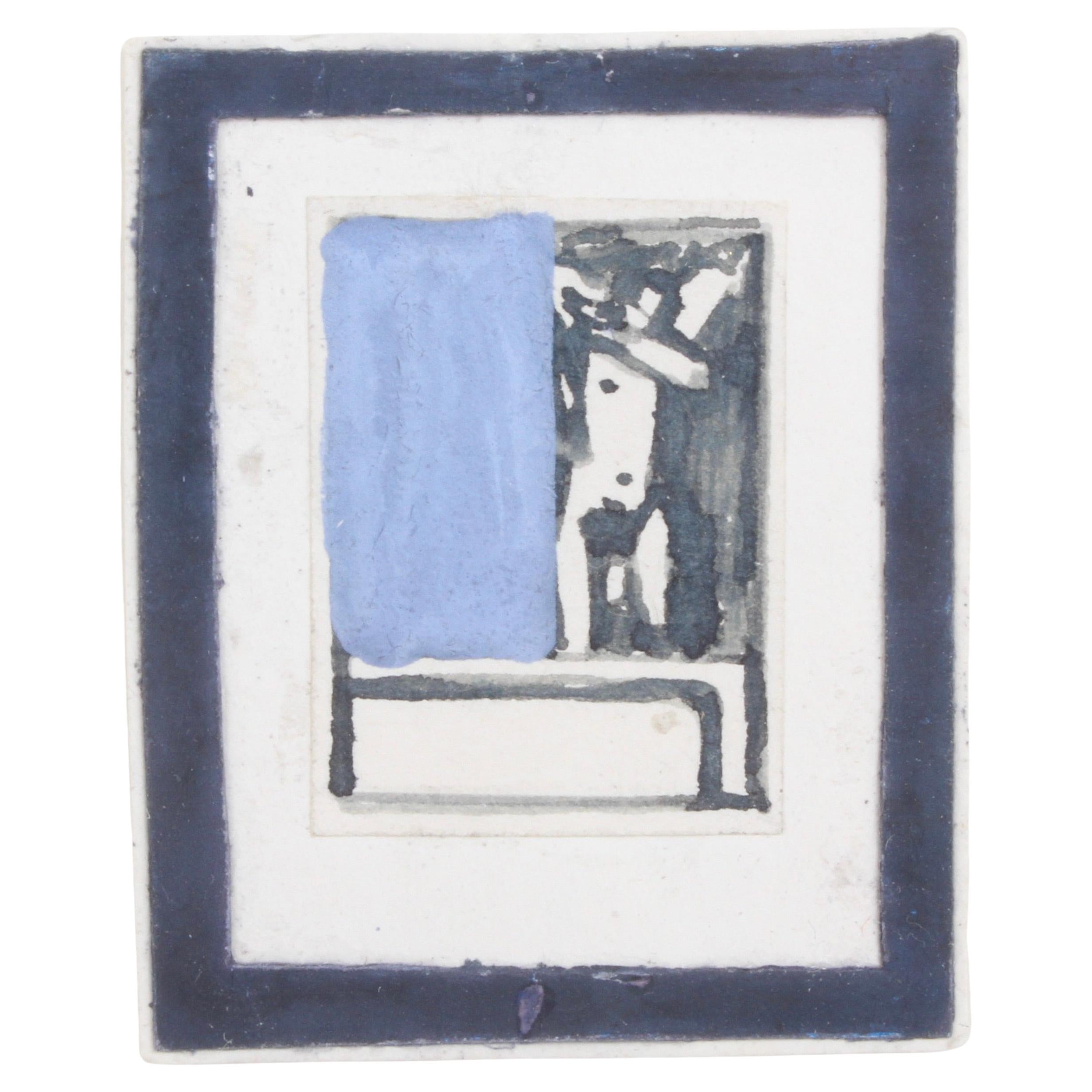 Joe Brainard Untitled - Nude Male in Shower - Matchbook Cover Art Series - 1970s For Sale