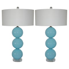 Joe Cariati Lampe de table en verre soufflé à la main Bleu