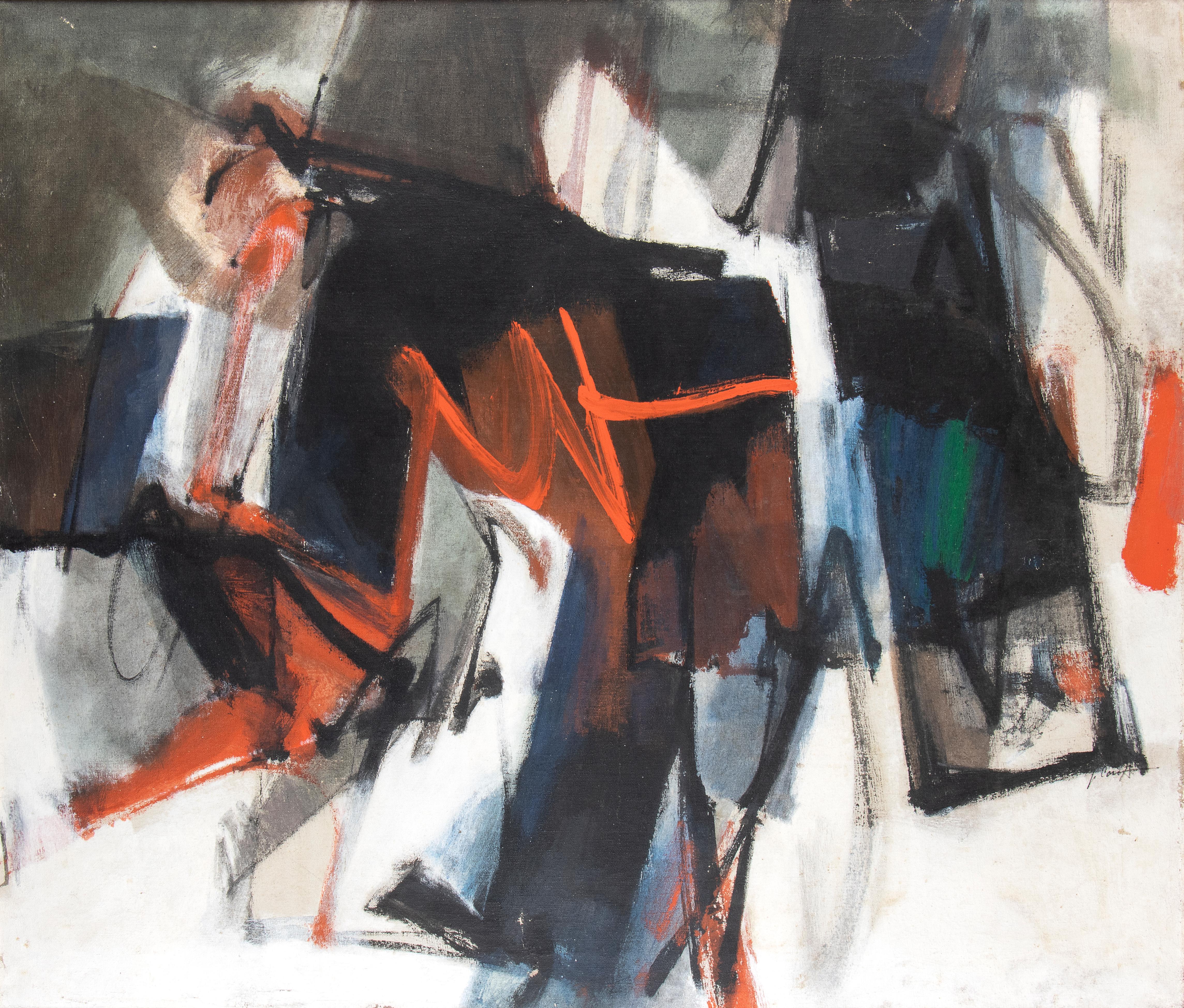 Pittura astratta americana olio su tela contemporanea di Joe Caroff firmata 20th 1