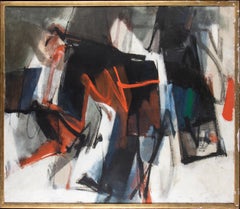 Vintage Joe Caroff Abstract Painting Oil On Canvas Signed