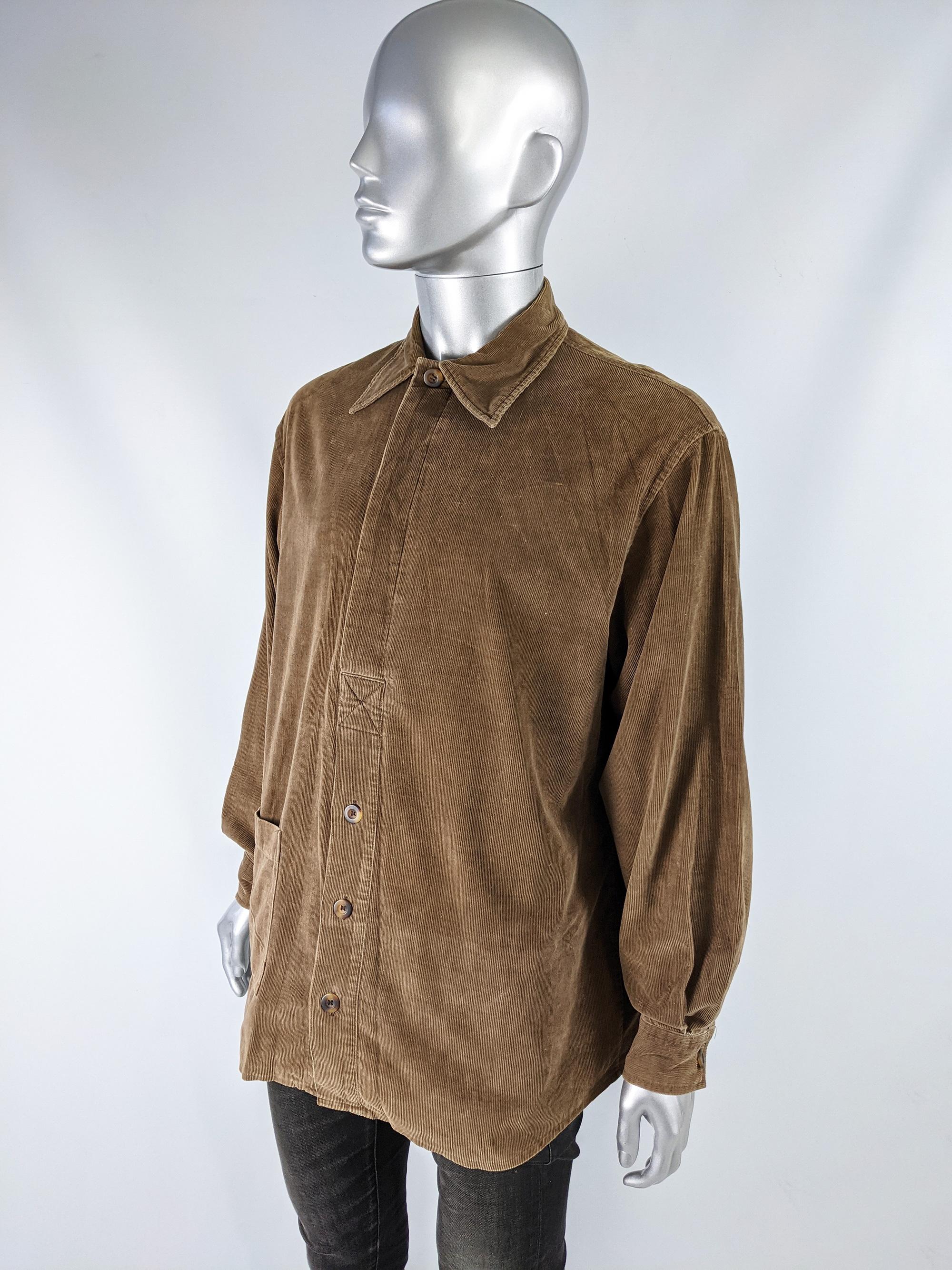 Joe Casely Hayford Vintage Brown Cord Shirt, 1990s In Excellent Condition For Sale In Doncaster, South Yorkshire