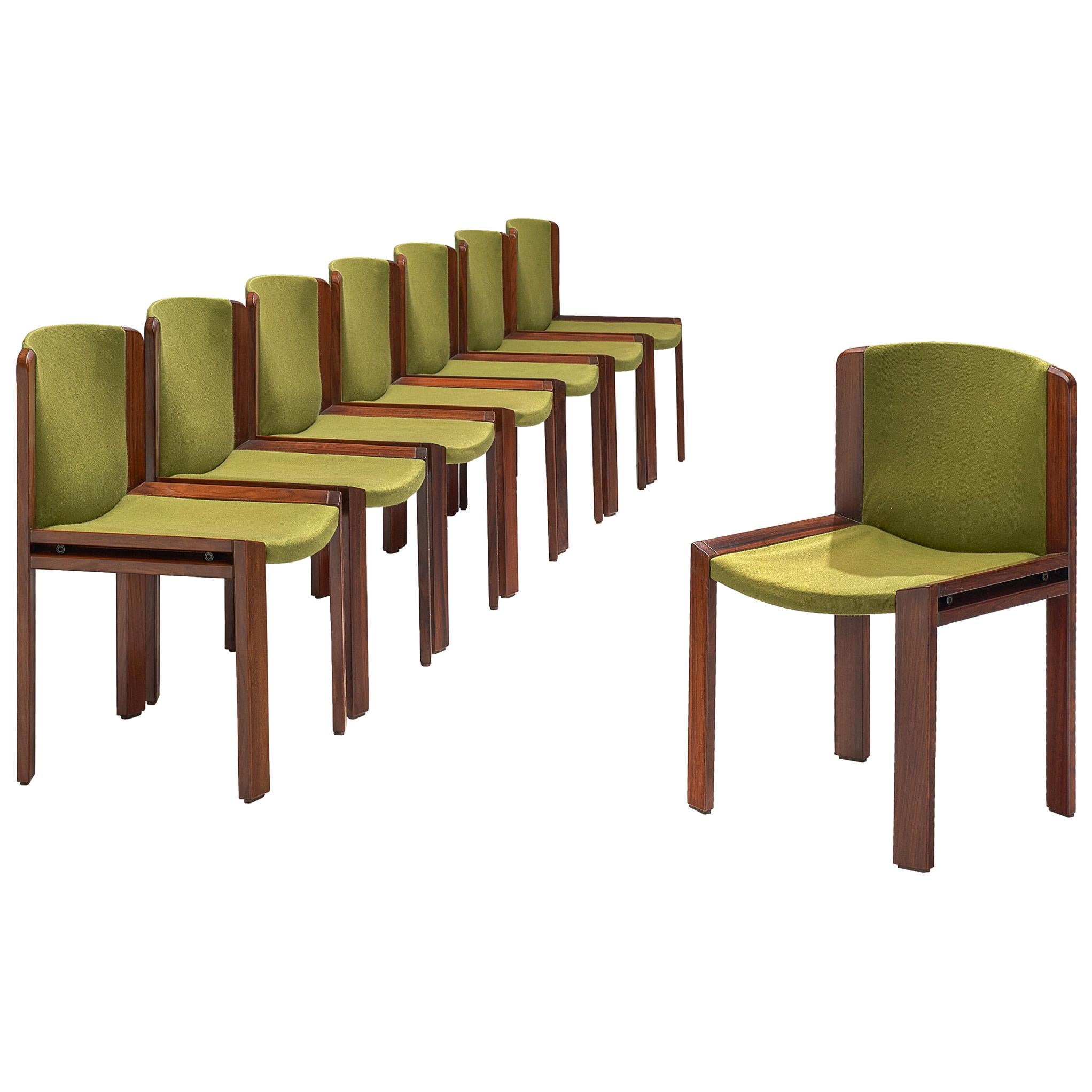 Joe Colombo '300' Dining Chairs in Moss Green Upholstery