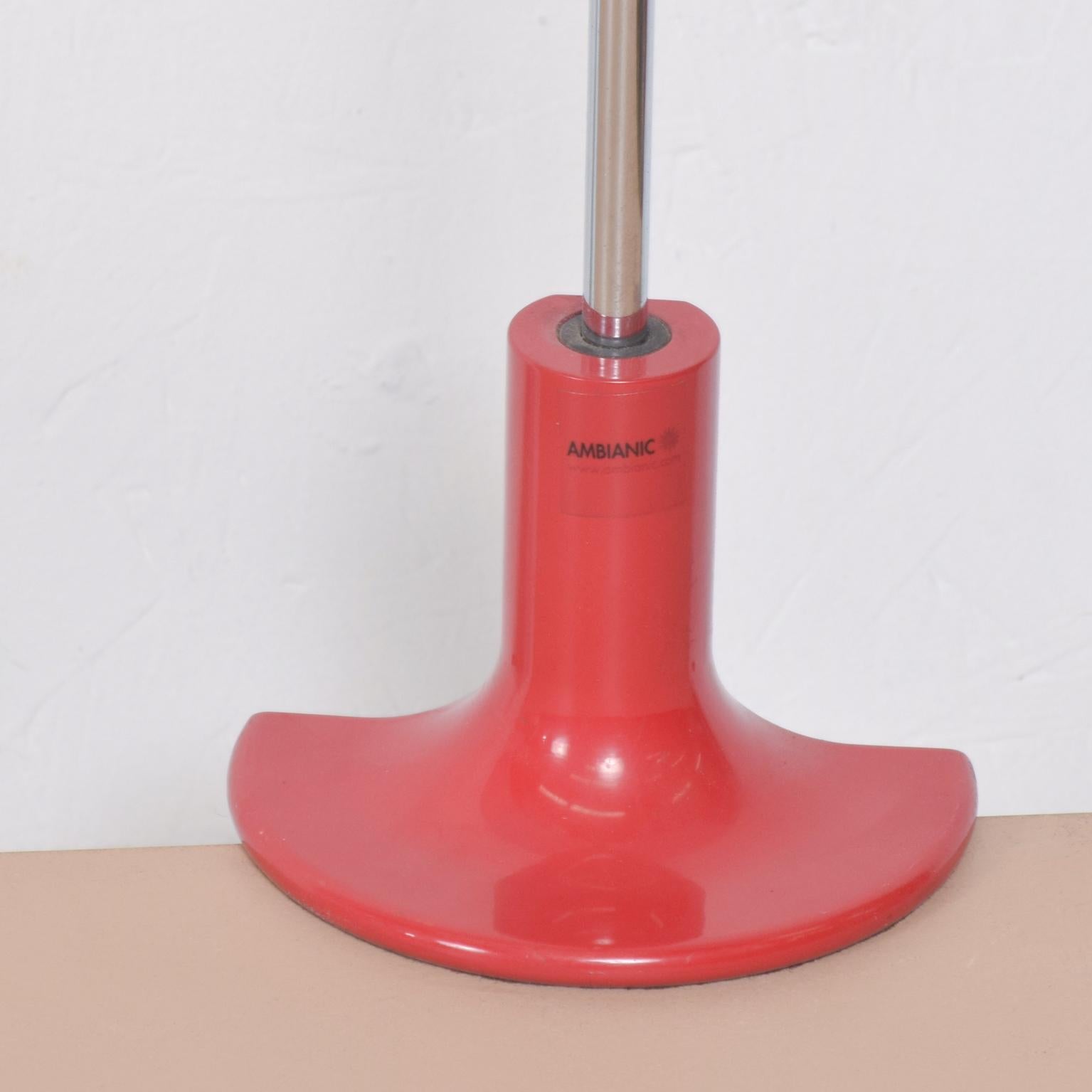 For your consideration: Minimalist Mid-Century Modern astonishing red spider table desk task lamp by Joe Colombo made in Italy circa 1960s.
Joe Colombo designed for O-Luce, in Italy.
Red tilting shade with chrome-plated stainless steel hardware.