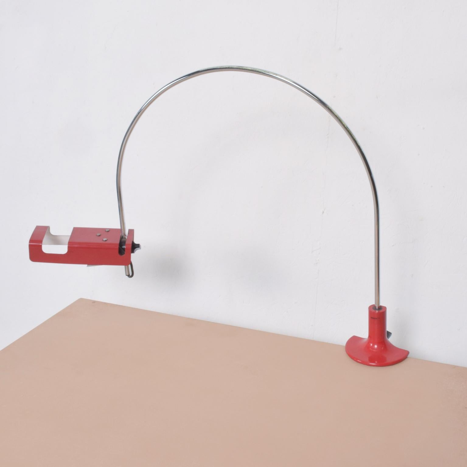 Italian Joe Colombo Spider Desk Task Lamp Adjustable in Arched Red Italy 1960s