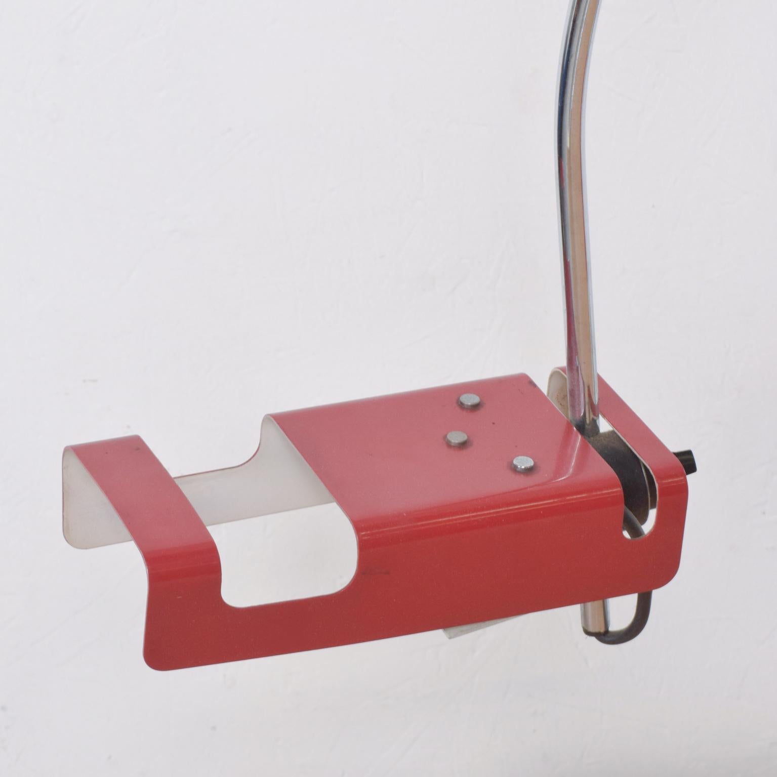 Mid-20th Century Joe Colombo Spider Desk Task Lamp Adjustable in Arched Red Italy 1960s