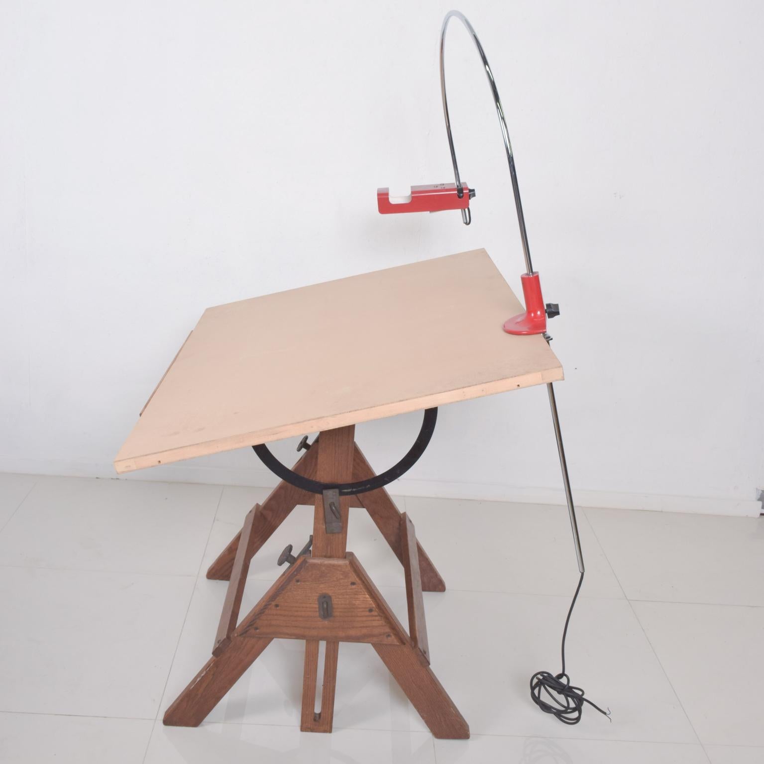 Joe Colombo Spider Desk Task Lamp Adjustable in Arched Red Italy 1960s 2