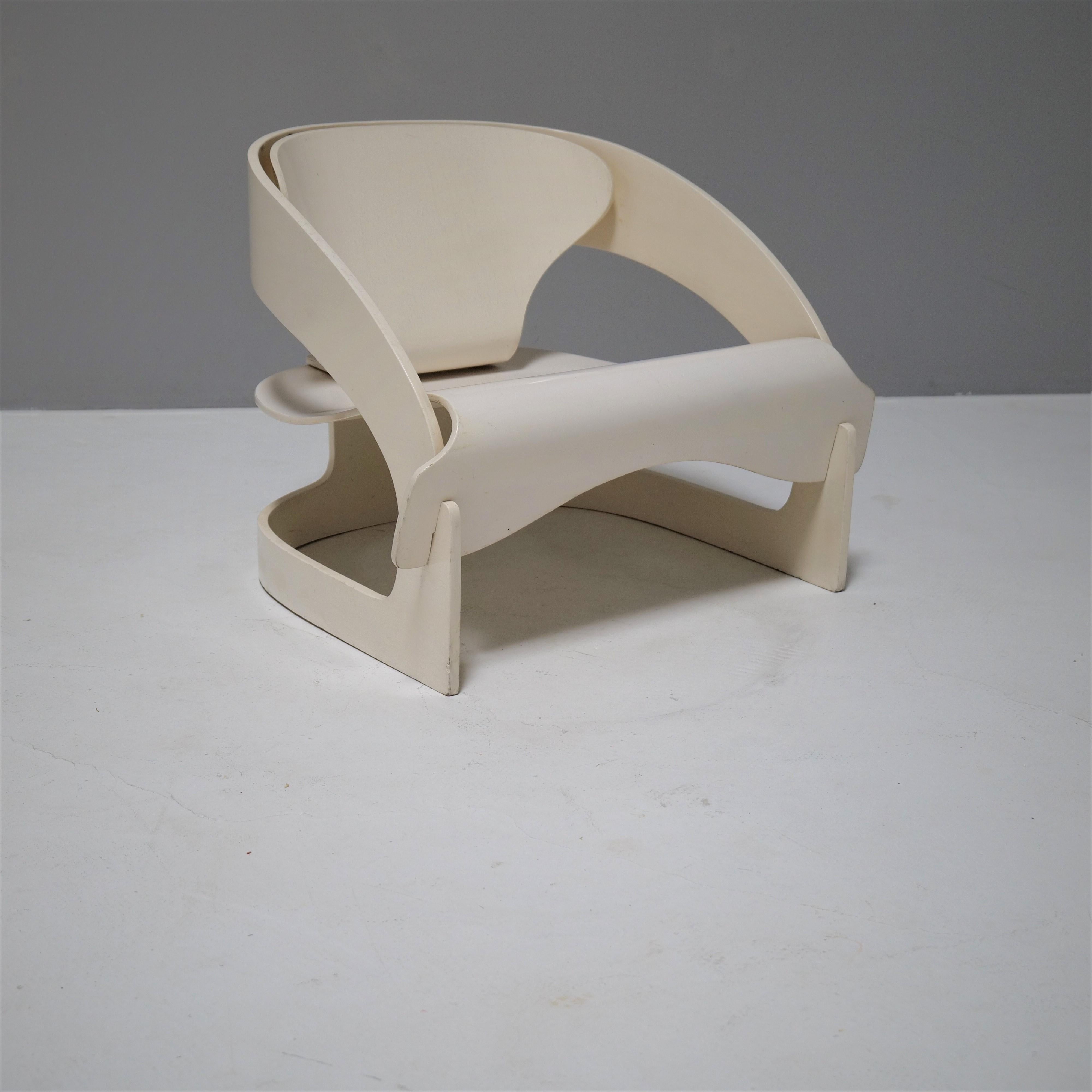 Plywood Joe Colombo, armchair mod. 4801 for Kartell, 1963