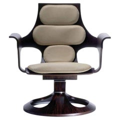Joe Colombo "Bell Chair" in Beige/ Brown, Fabric/ Wood, Italy 1963