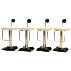 Joe Colombo Birillo Swivel Bar Stools, Set of Four, Fine Original Condition