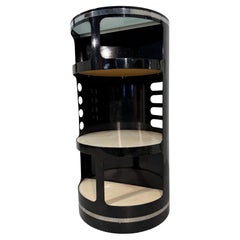 Joe Colombo Black Lacquer Bar Cabinet, Italy, 1970s