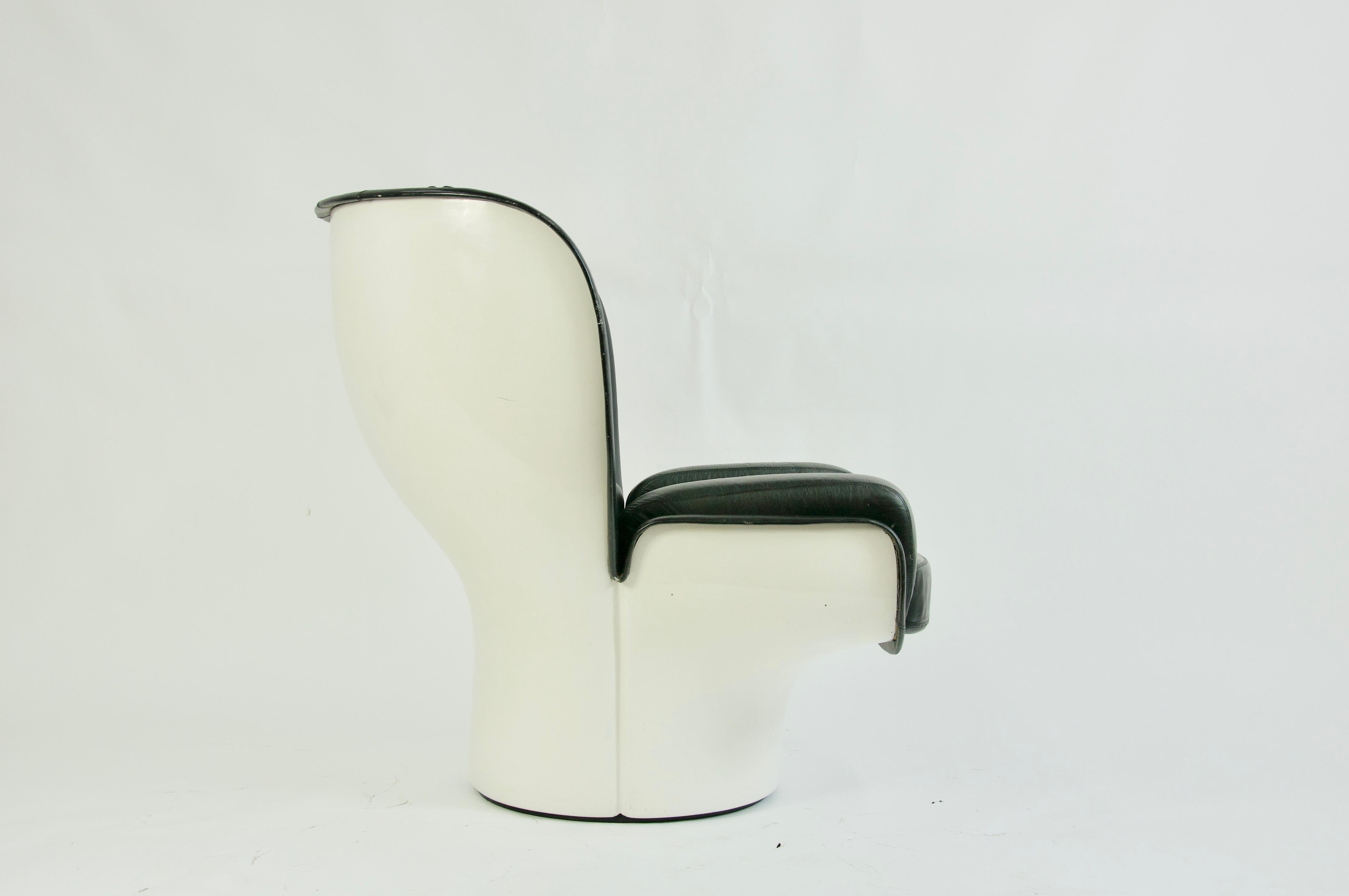 Italian Joe Colombo Black Leather Elda Chair For Sale