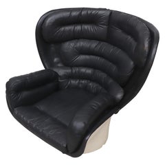 Joe Colombo Black Leather "Elda" Lounge Chair