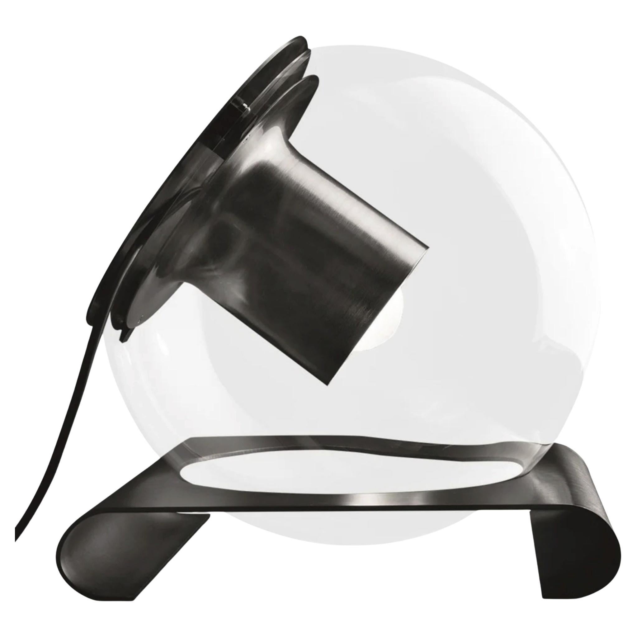 Joe Colombo Black Metal Table Lamp 
The Globe
 by Oluce