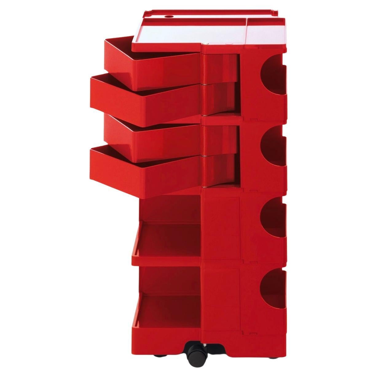Joe Colombo 'Boby' Trolley 1970 Size L with 4 Drawers in Red for B-Line For Sale