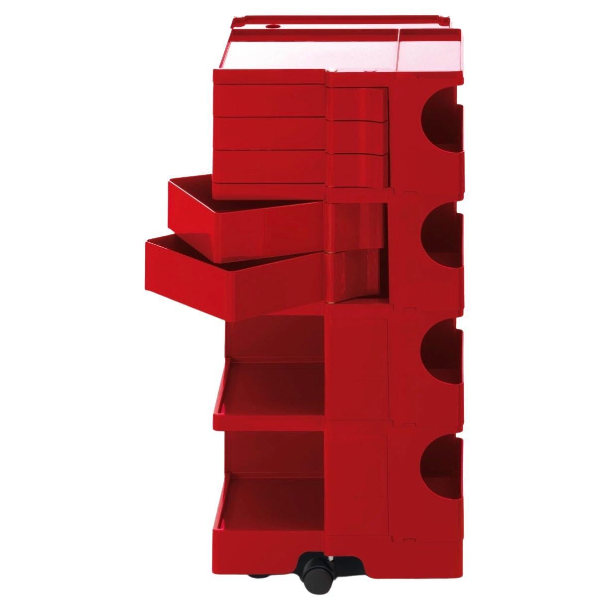 Joe Colombo 'Boby' Trolley 1970 Size L with 5 Drawers in Red for B-Line For Sale
