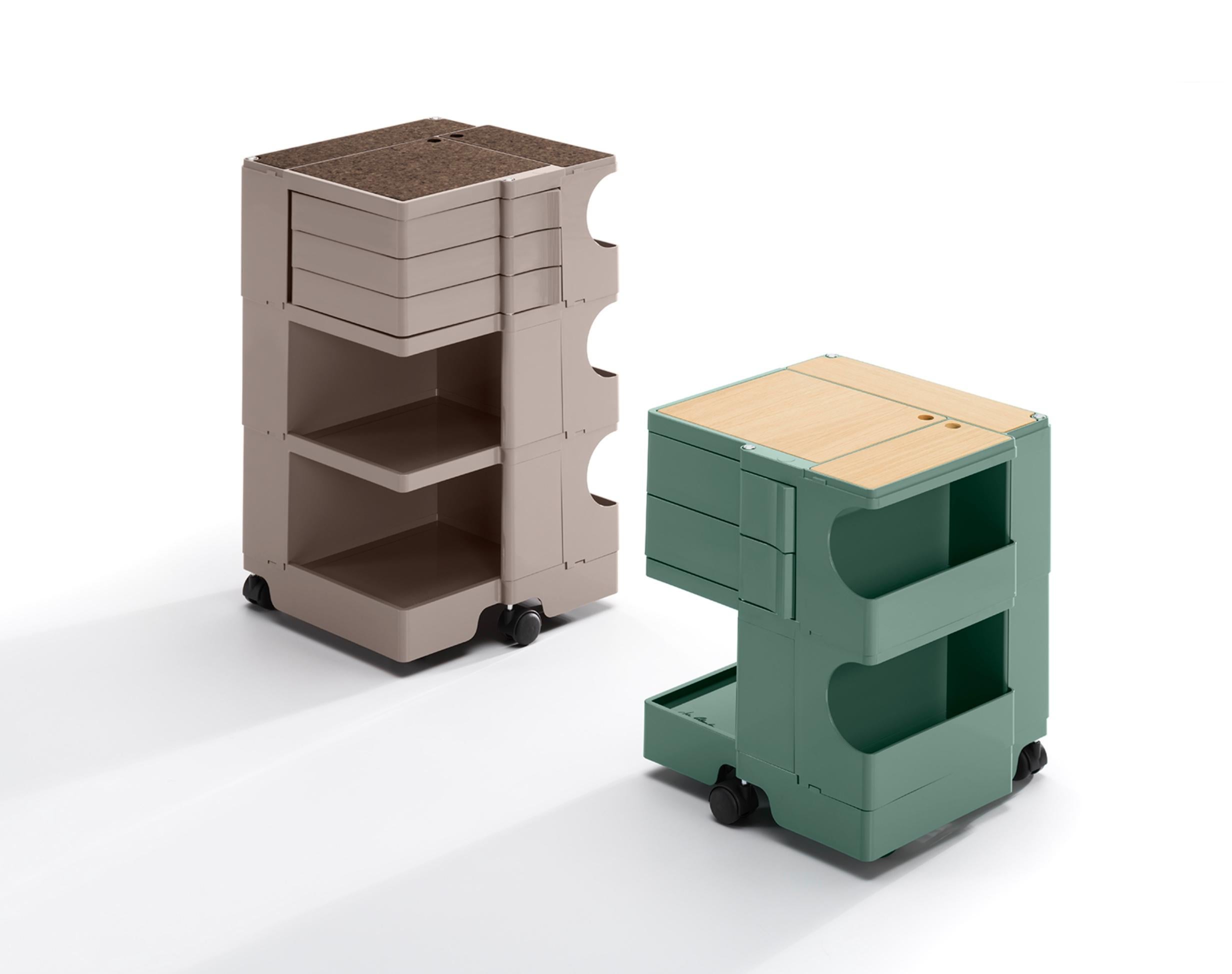 Contemporary Joe Colombo 'Boby' Trolley Size L with 5 Drawers in Verdigris for B-Line For Sale