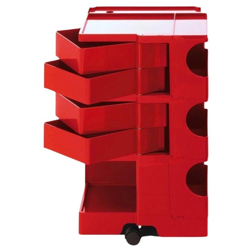 Joe Colombo 'Boby' Trolley 1970 Size M with 4 Drawers in Red for B-Line For Sale