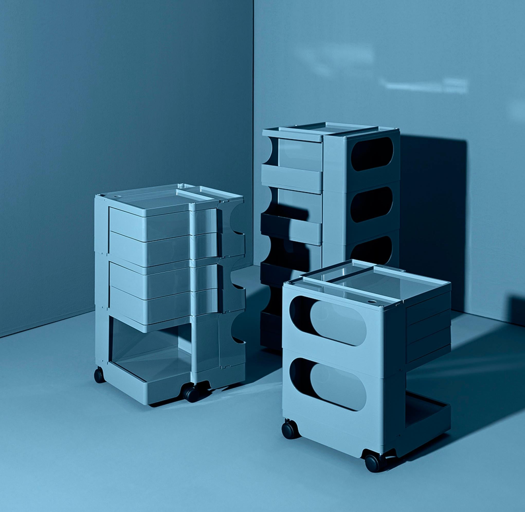 Mid-Century Modern Joe Colombo 'Boby' Trolley Size S with 3 Drawers in White for B-Line For Sale
