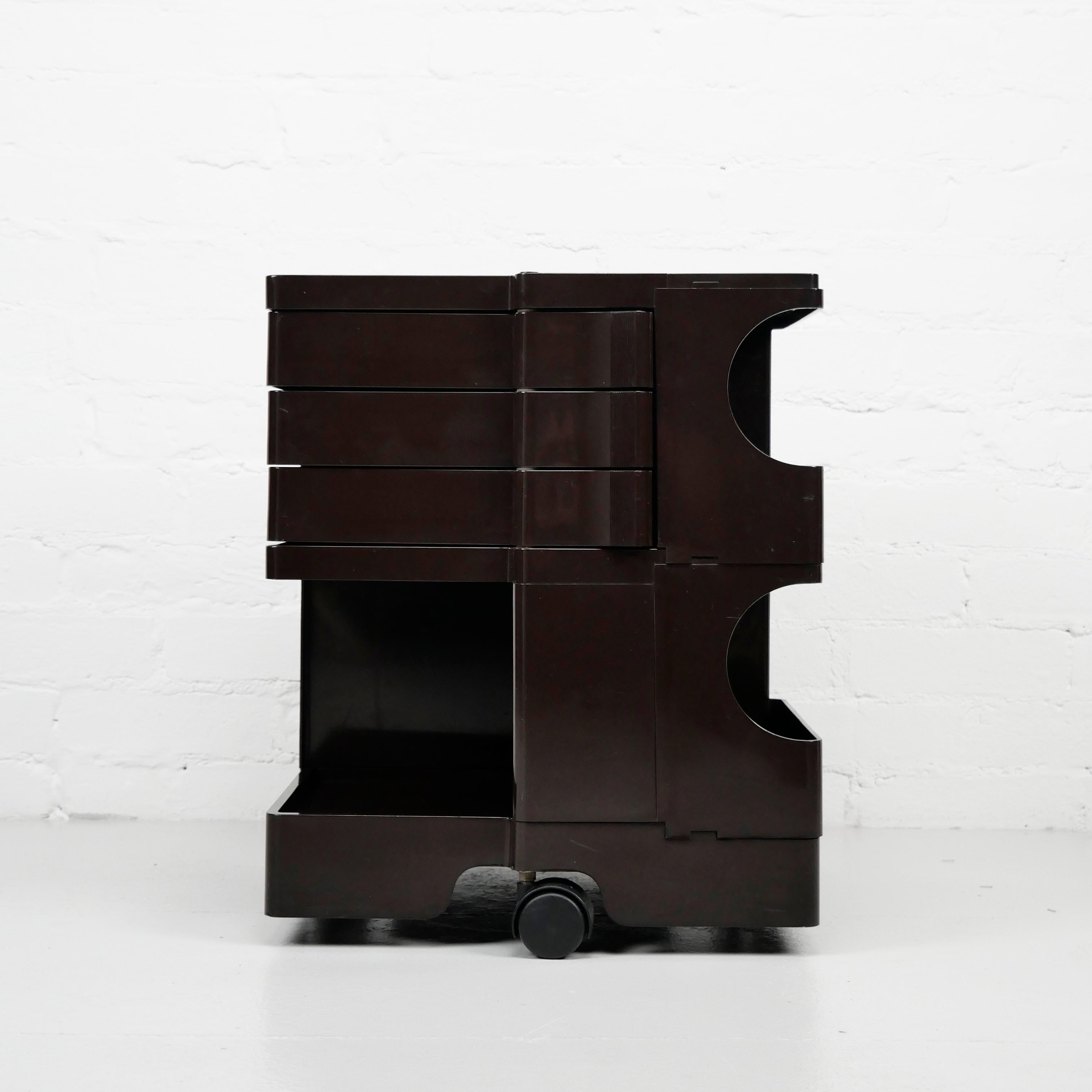 Mid-Century Modern Joe Colombo, Boby Trolley, dark brown, good condition, original production 1970s For Sale