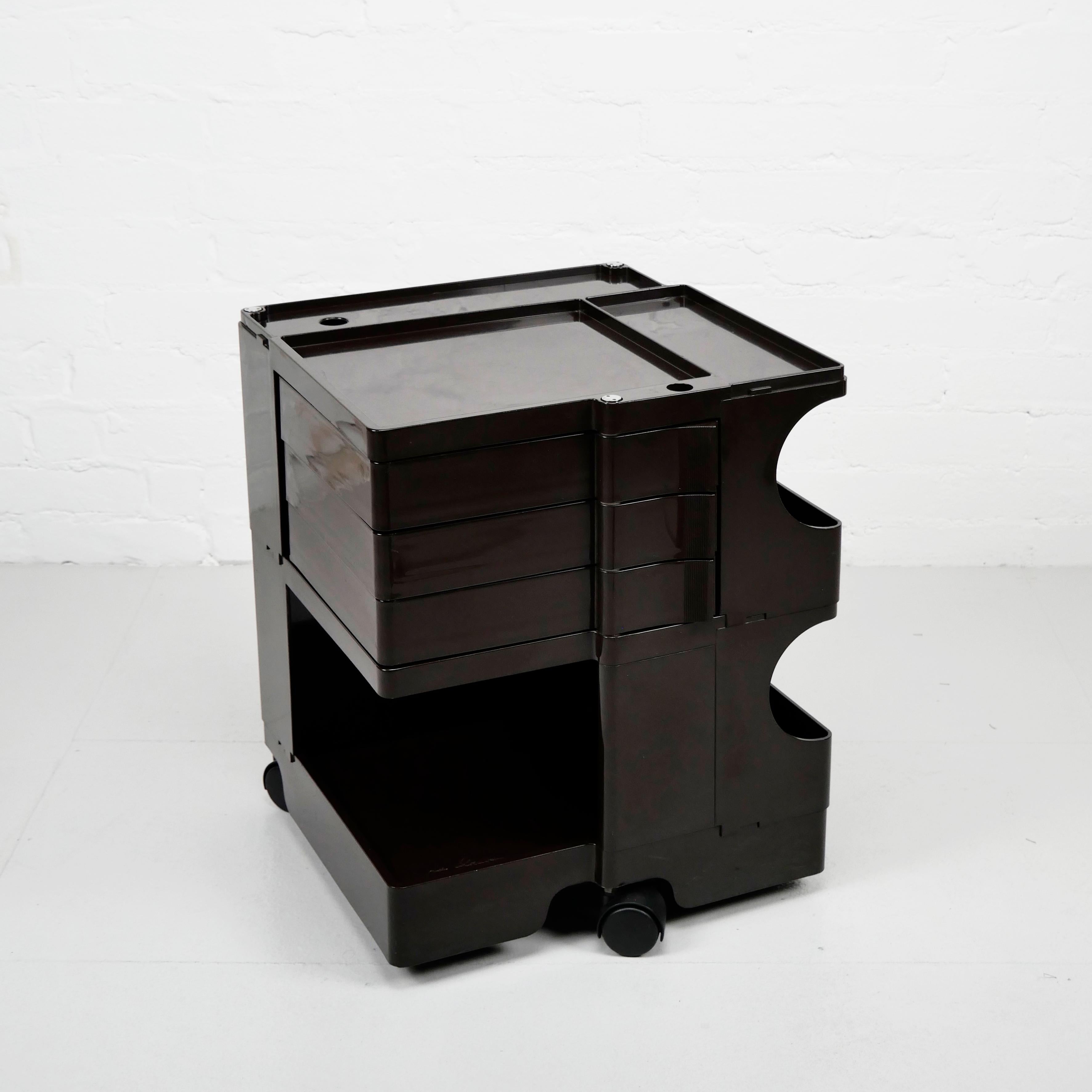 Plastic Joe Colombo, Boby Trolley, dark brown, good condition, original production 1970s For Sale
