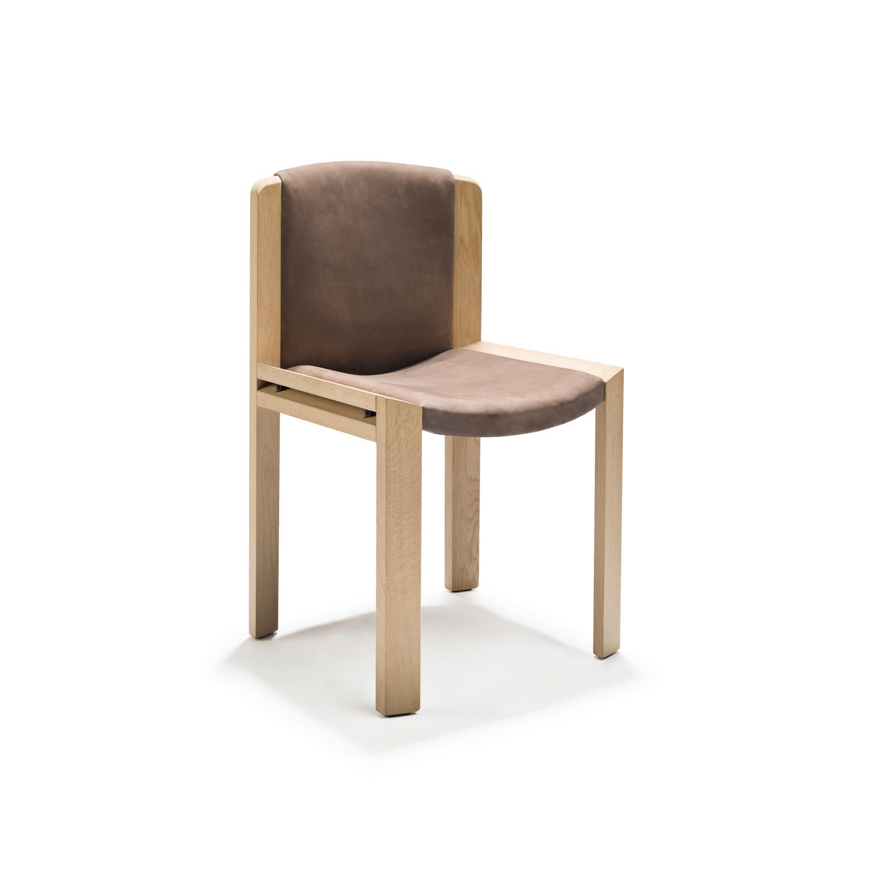 Contemporary Joe Colombo 'Chair 300' Wood and Sørensen Leather by Karakter