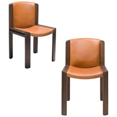 Joe Colombo 'Chair 300' Wood and Sørensen Leather Chair by Karakter