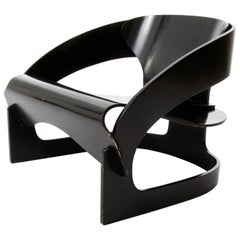 Joe Colombo Chair No. 4801, Black Plywood, Kartell, Italy, 1960s, One of Two