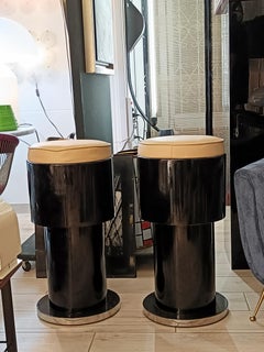 Joe Colombo Coppia di Sgabelli Neri da Bar, Italia 1960s