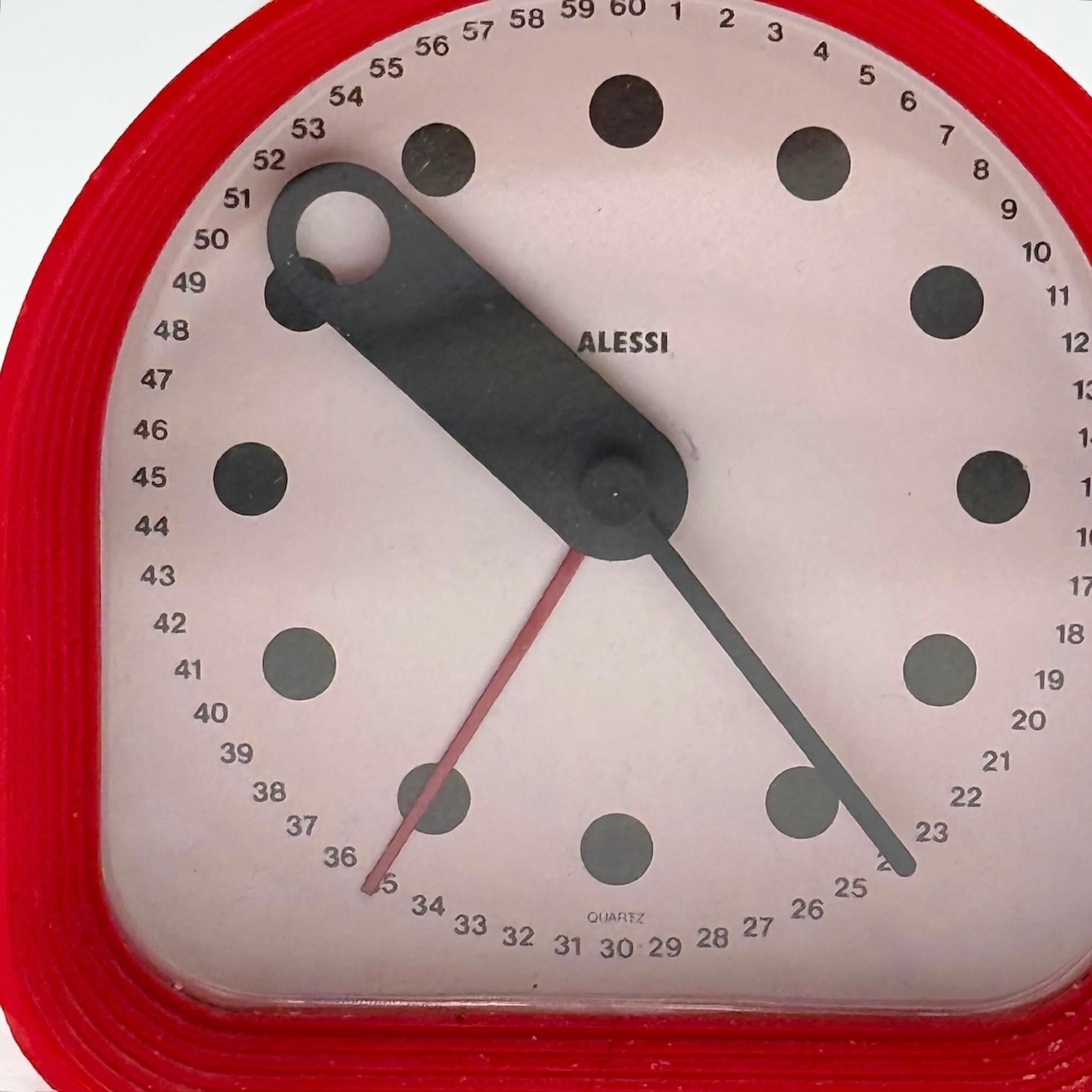 Plastic Joe Colombo Design Clock 02/R Optic for Alessi, Minimalist Italian Design