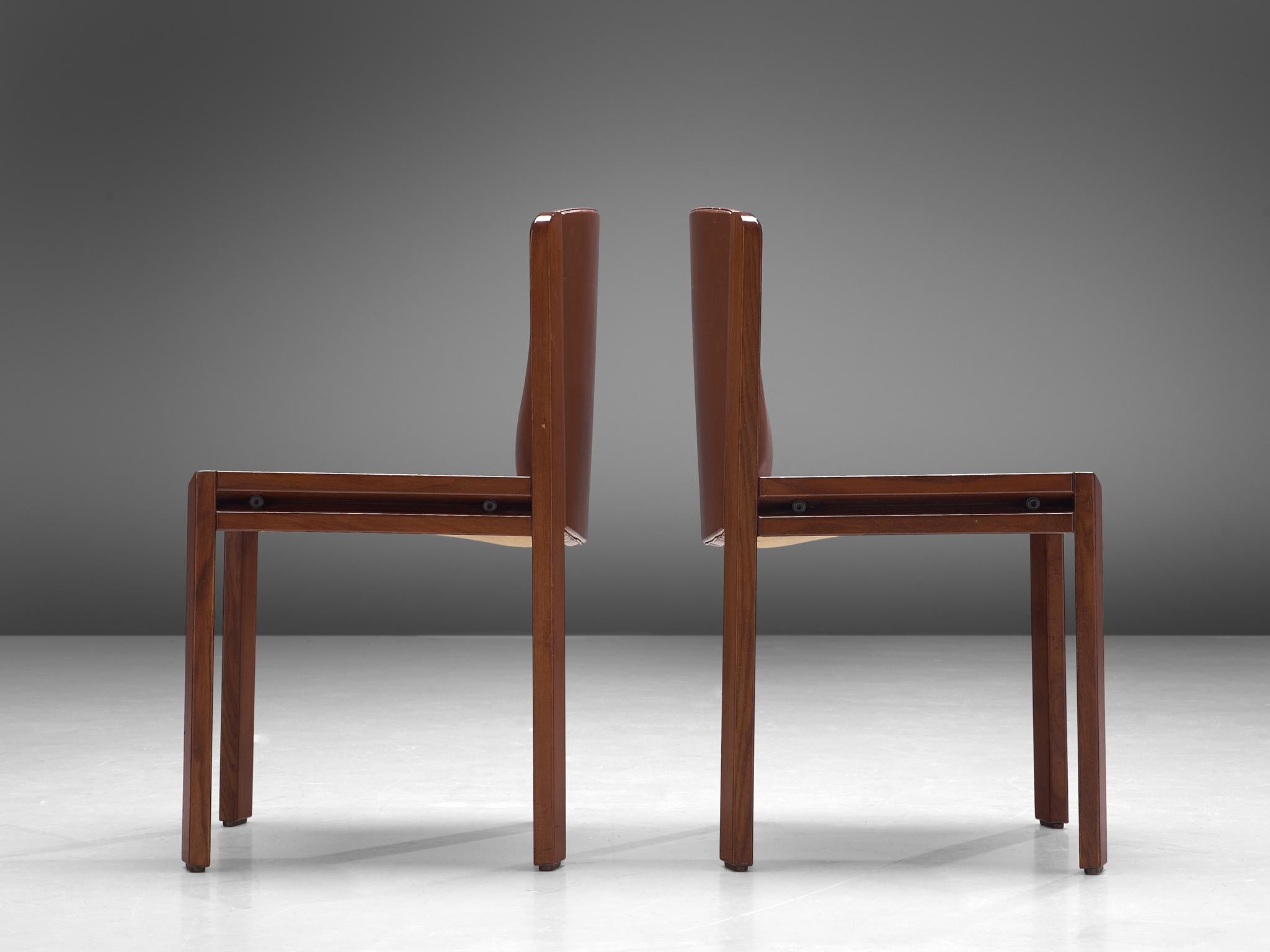 Joe Colombo Dining Chairs '300' in Black and Brown Leather 5