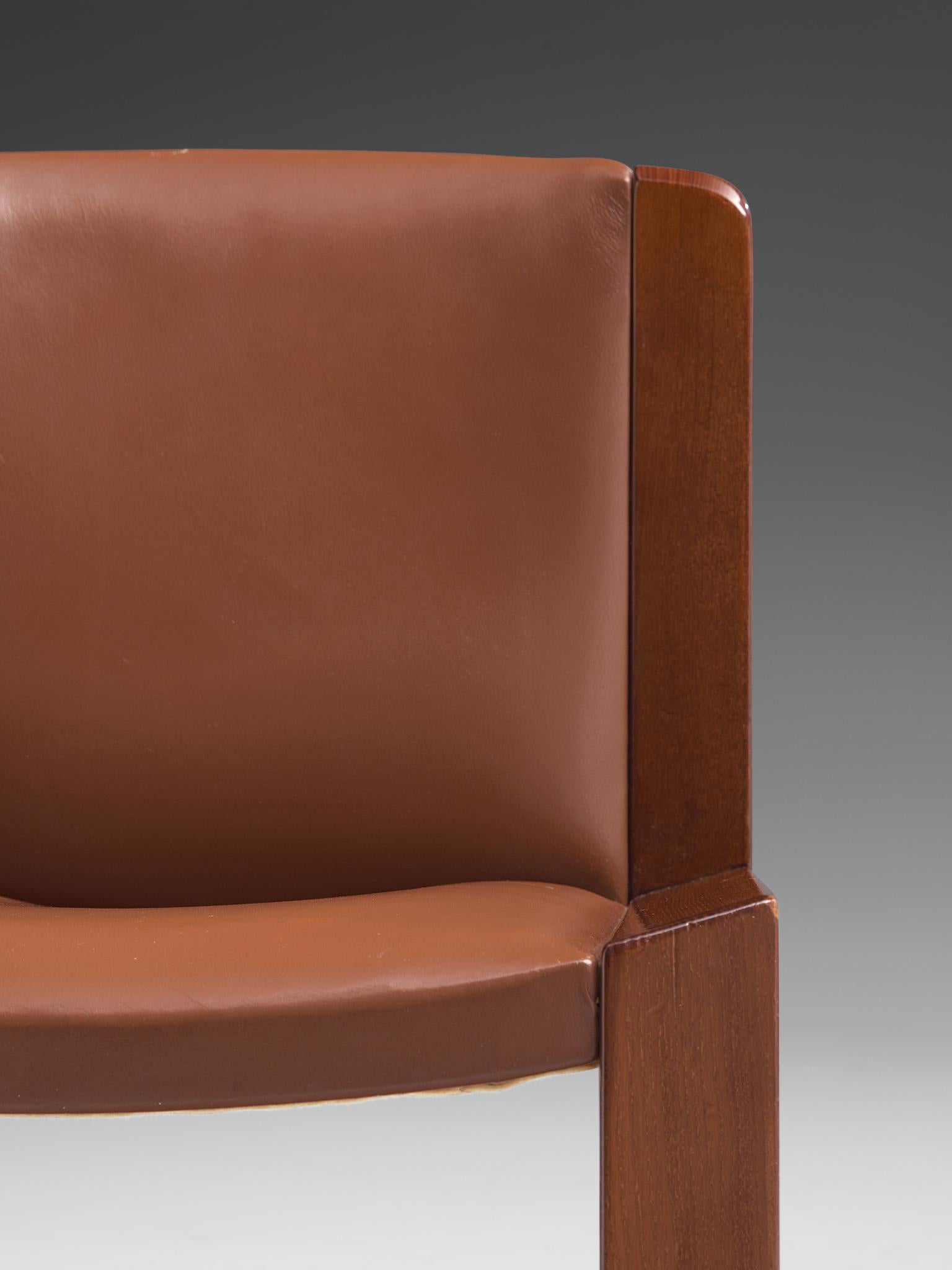 Joe Colombo Dining Chairs '300' in Black and Brown Leather 6