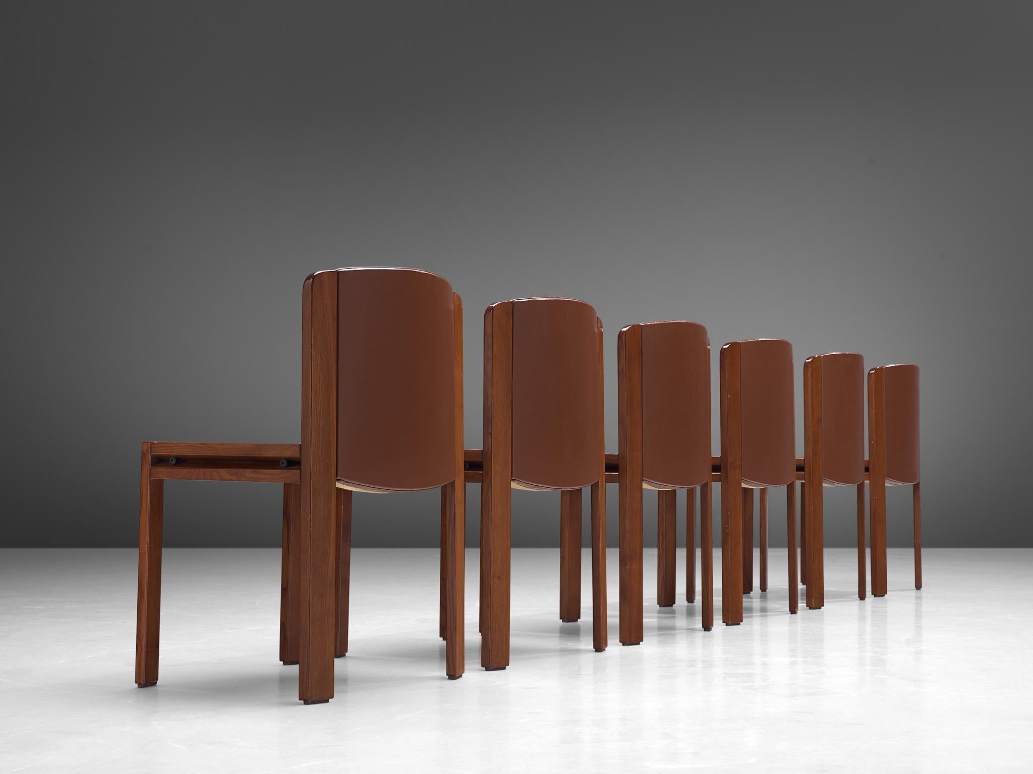 Joe Colombo Dining Chairs '300' in Black and Brown Leather 9
