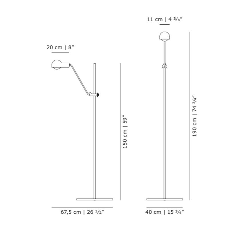 Joe Colombo 'Domo' Steel Floor Lamp by Karakter 6