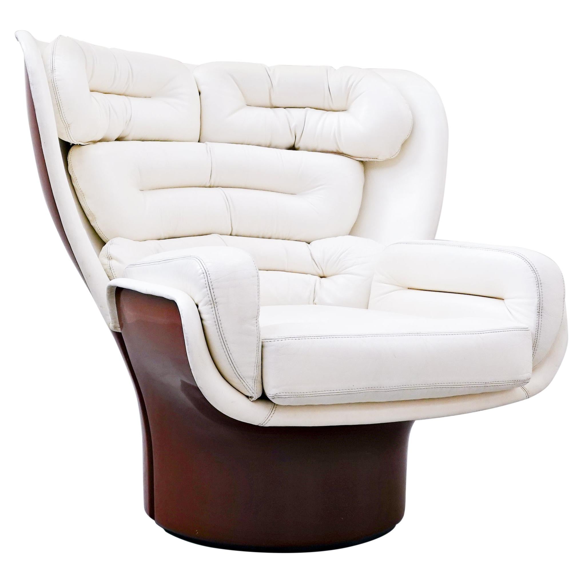 Joe Colombo "Elda" Armchair in White Leather and Red Structure, 1963