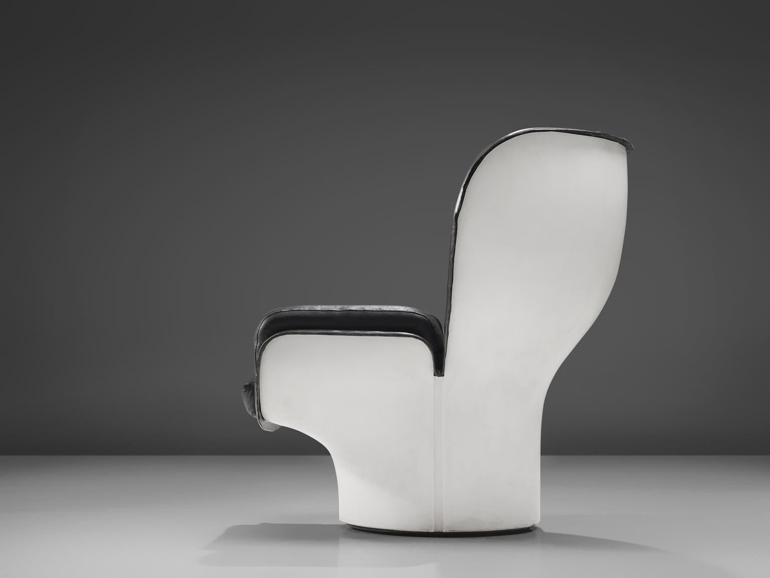 Joe Colombo 'Elda' Black Leather Lounge Chair (Italienisch)