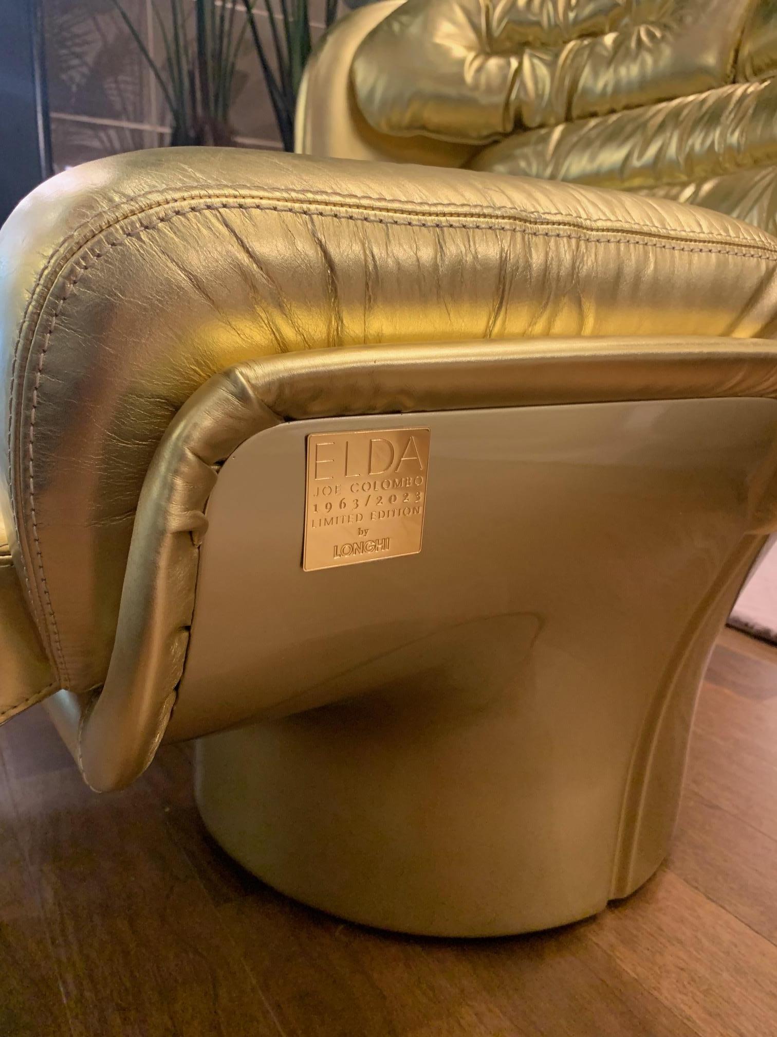 Italian Joe Colombo Elda Chair, 60th Anniversary Limited Gold Edition 