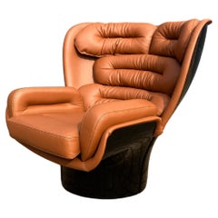 Joe Colombo Elda Chair Cognac leather, Black shell