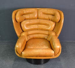 Joe Colombo Elda Chair for Comfort 1970s in Cognac Leather