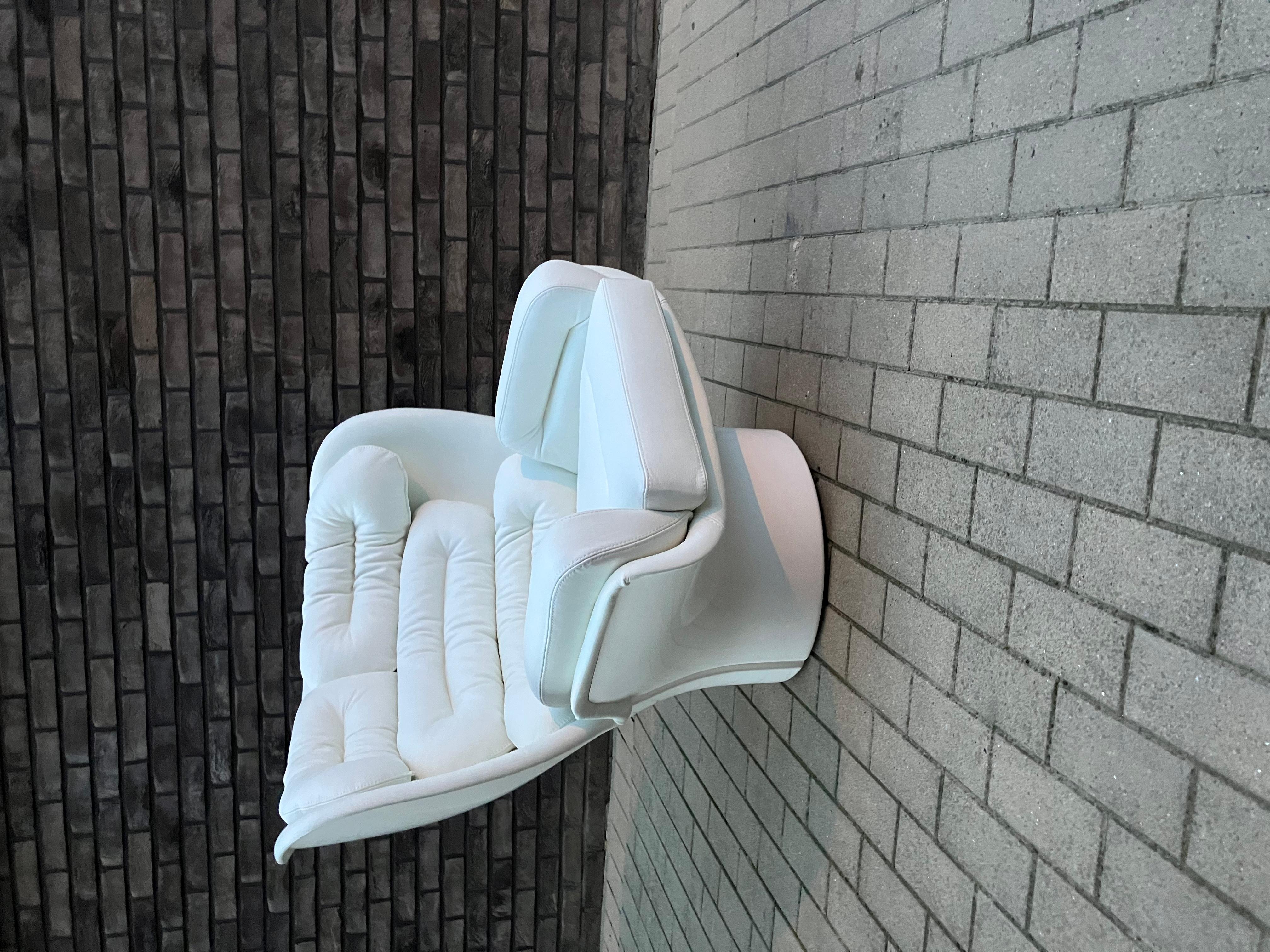 Joe Colombo Elda-Stuhl aus weißem Leder und weißem Fiberglas  im Angebot 11