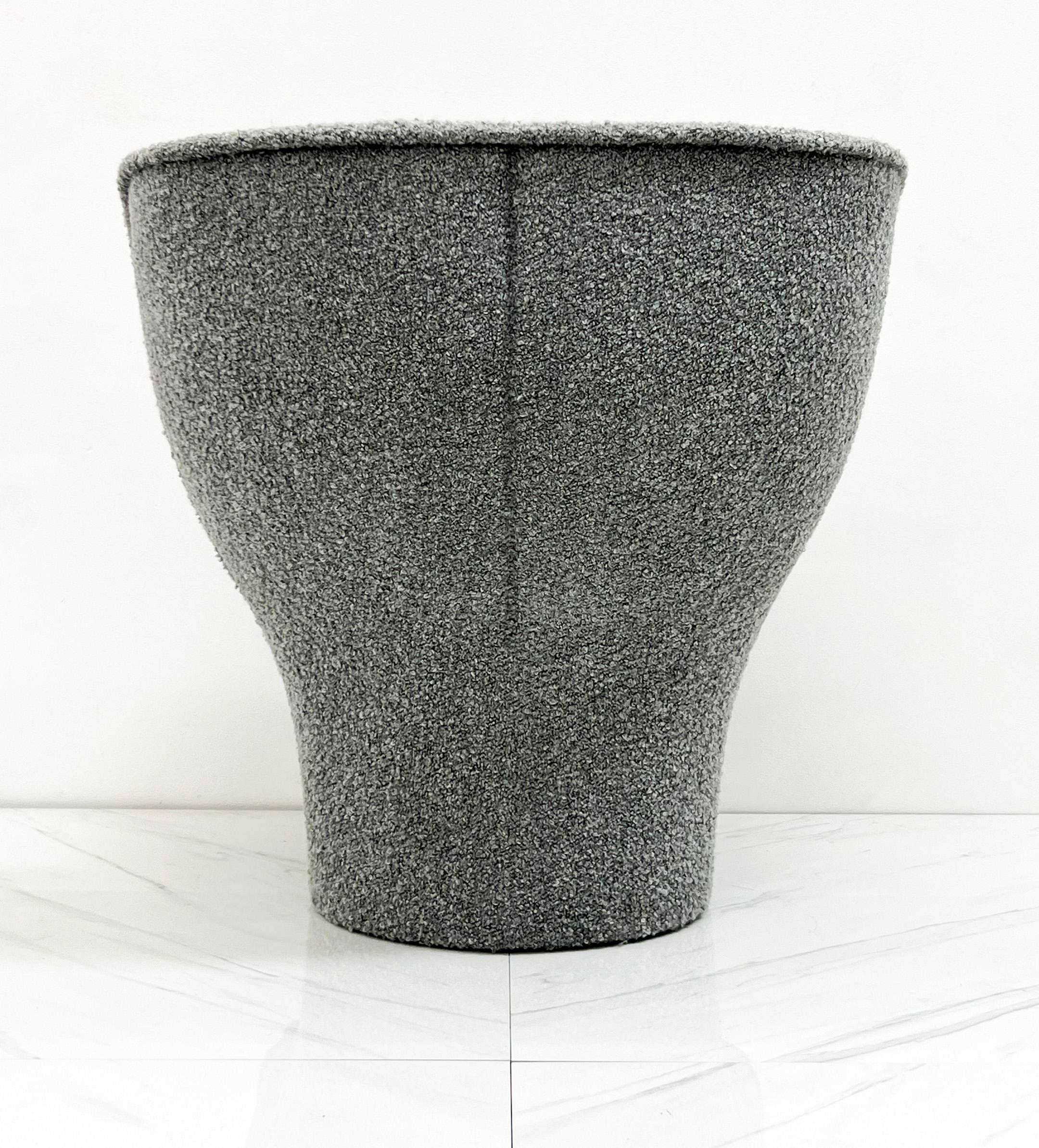 Joe Colombo Elda Chair Wrapped in Grey Belgian Boucle, 1960's In Good Condition In Culver City, CA