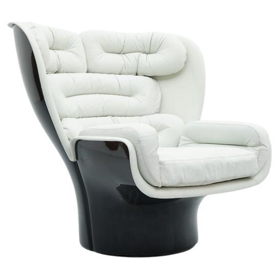 Joe Colombo Elda Lounge Chair in Black and White, Italy 1963