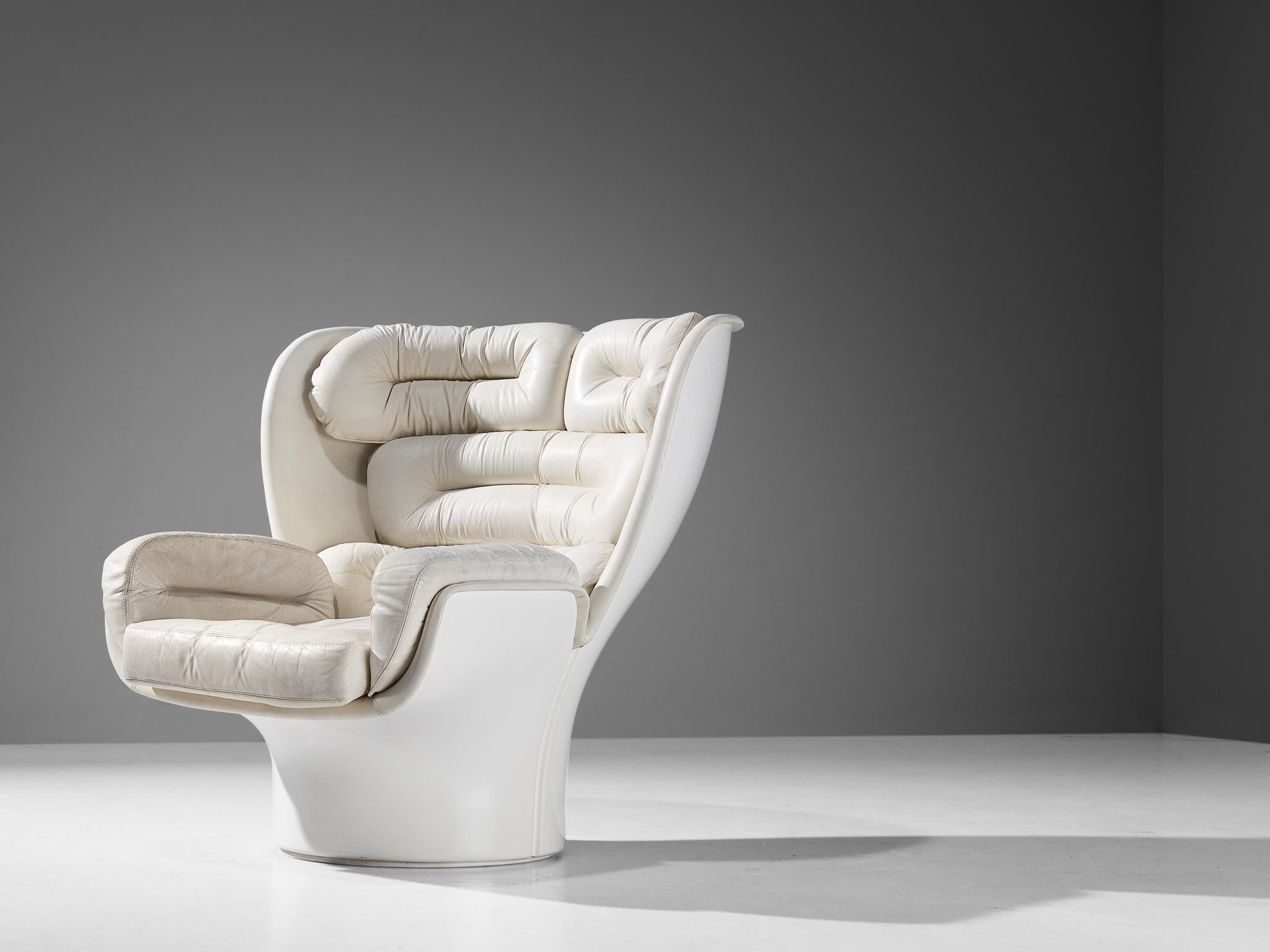 Joe Colombo for Comfort, lounge chair ‘Elda’, fiberglass, leather, Italy, design 1963

The ‘Elda’ chair is one of the most well-known designs of Italian designer Joe Colombo. This lounge chair is one of the first designs using new material