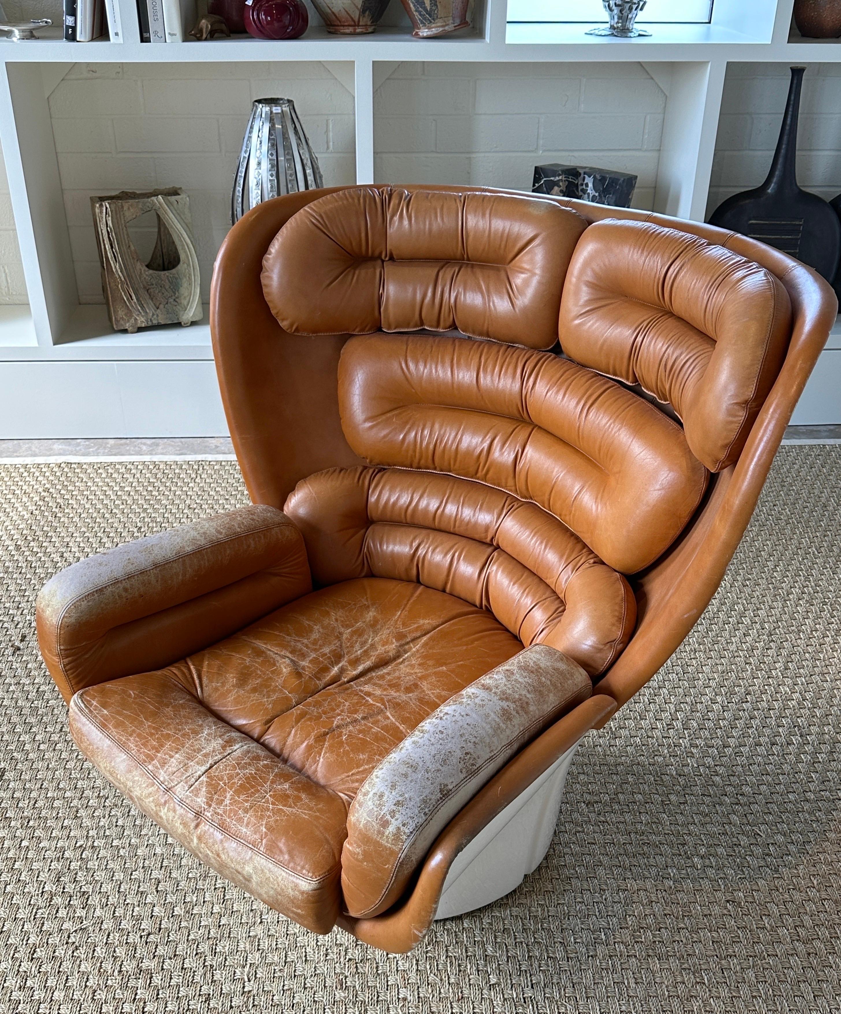 Mid-Century moderno Sedia girevole Elda di Joe Colombo in condizioni originali. in vendita