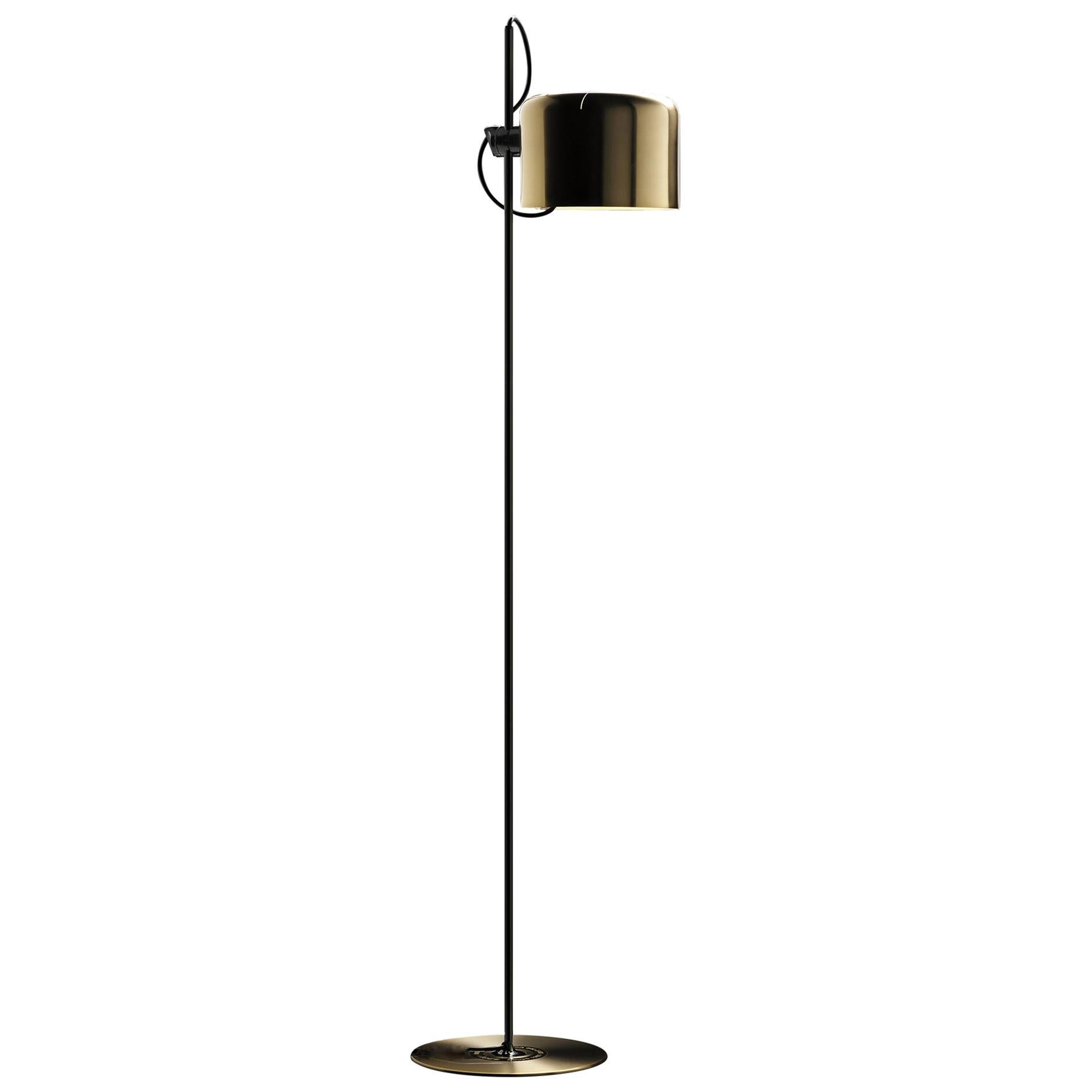 Joe Colombo Floor Lamp Limited Edition 'Coupé' Gold by Oluce For Sale